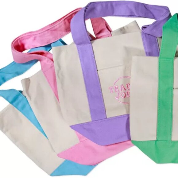 SUPER CUTE Trader Joe's Spring Limited Edition Mini Tote Bag - BLUE! - Picture 2 of 7